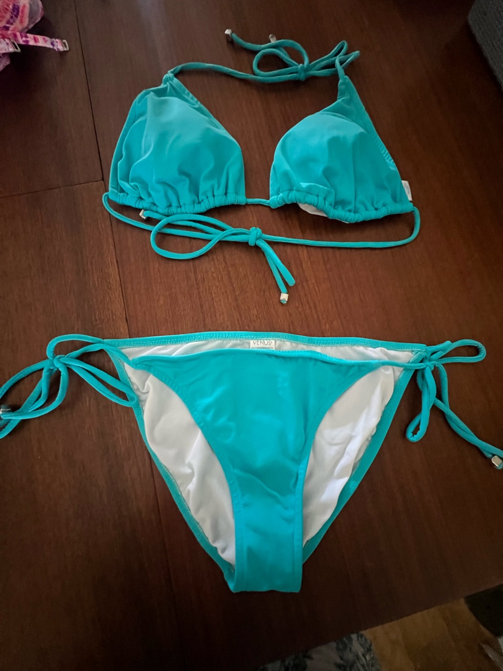 VENUS Teal Bikini top and bottoms - Picture 3 of 6